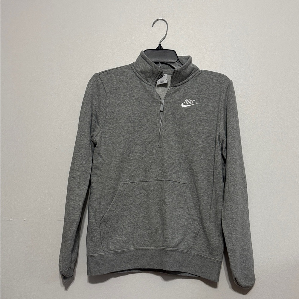 Nike Women's Gray Sportswear Club Fleece Quarter-Zip Sweatshirt - Picture 3 of 8